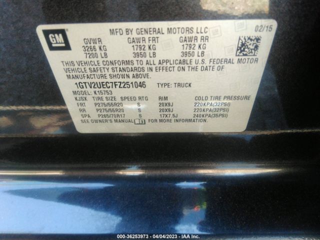 1GTV2UEC7FZ251046 GMC Sierra 1500 Sle