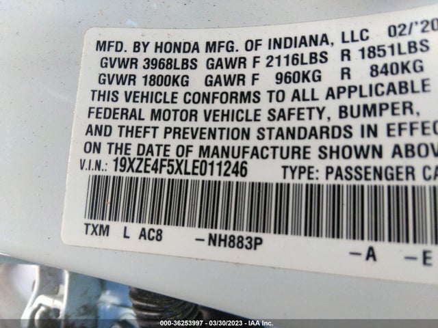 Honda INSIGHT EX 2020 19XZE4F5XLE011246 Image 9