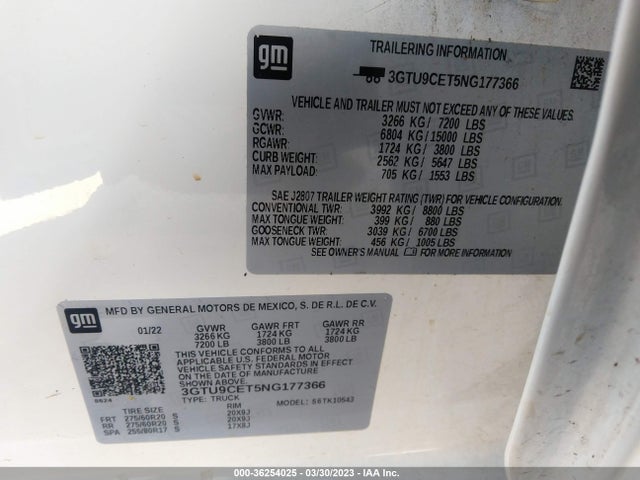 GMC Sierra 1500 Limited Elevation 2022 3GTU9CET5NG177366 Image 10