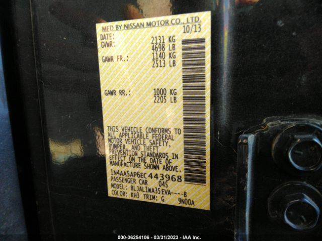 1N4AA5AP6EC443968 Nissan Maxima 3.5 Sv