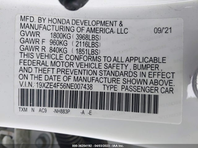 Honda INSIGHT EX 2022 19XZE4F56NE007438 Image 9