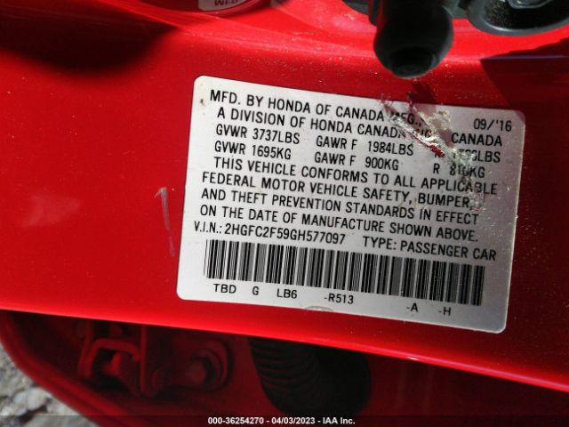 2HGFC2F59GH577097 Honda Civic Sedan Lx