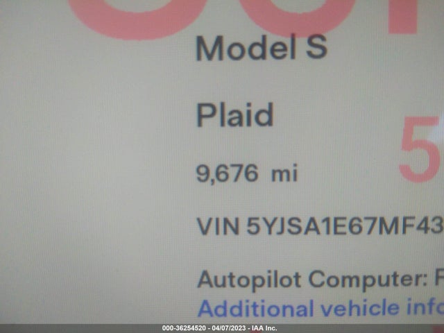 Tesla Model S Plaid 2021 5YJSA1E67MF435680 Image 7