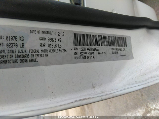 Dodge DART SE 2016 1C3CDFAA6GD684667 Image 9
