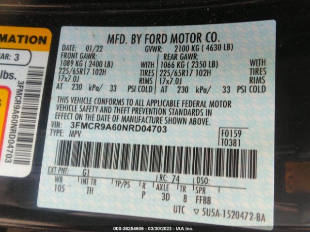 3FMCR9A60NRD04703 Ford Bronco Sport Base