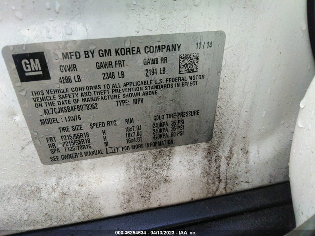 Chevrolet TRAX LTZ 2015 KL7CJNSB4FB078362 Image 11
