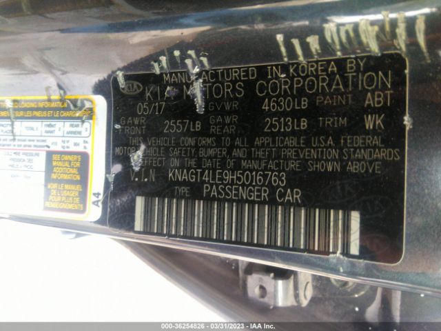 KNAGT4LE9H5016763 KIA Optima Hybrid Base