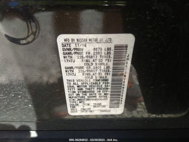 JN8AT2MV9HW008463 Nissan ROGUE SV