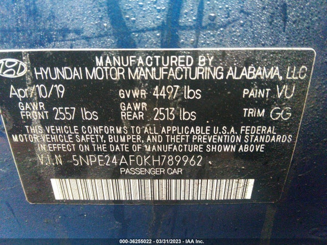 Hyundai SONATA SE 2019 5NPE24AF0KH789962 Image 9