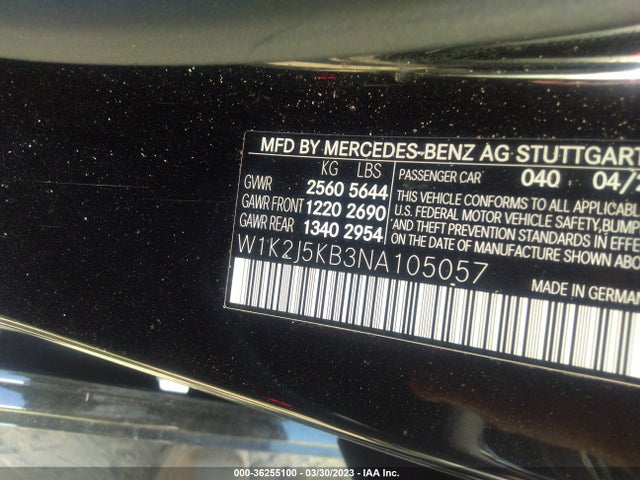 2022 Mercedes-Benz CLS-Class, VIN: W1K2J5KB3NA105057