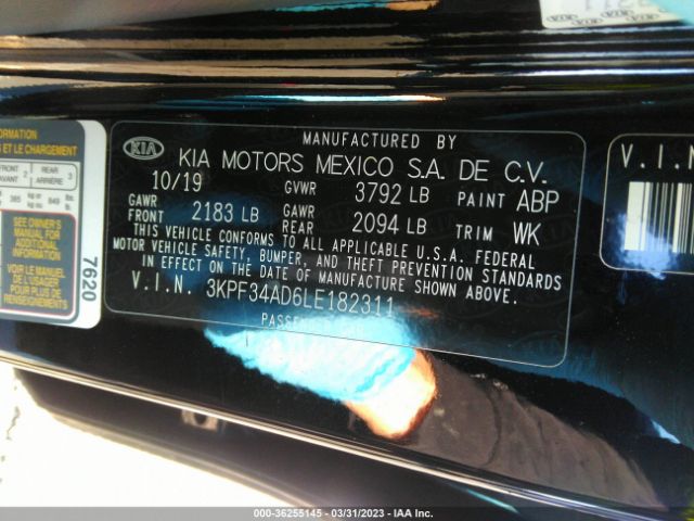 3KPF34AD6LE182311 KIA Forte Gt-line