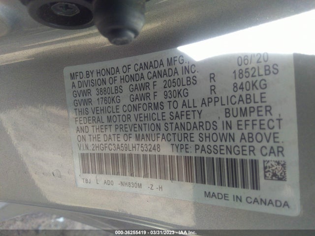 Honda CIVIC SI COUPE 2020 2HGFC3A59LH753248 Image 10