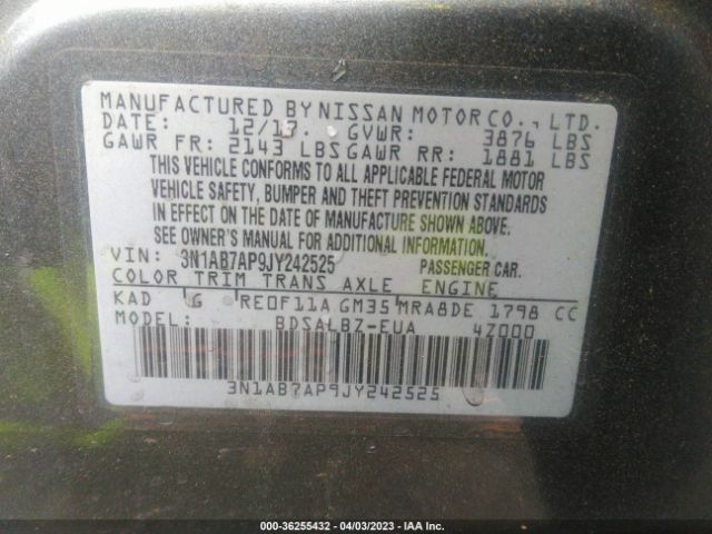3N1AB7AP9JY242525 Nissan SENTRA S