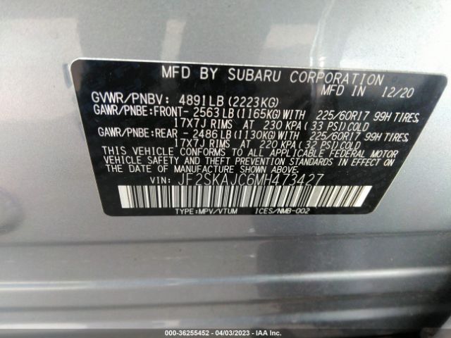 JF2SKAJC6MH473427 Subaru Forester Premium