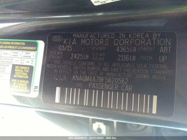 KNAGM4A78F5620562 KIA Optima Lx