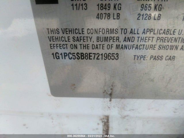 Chevrolet Cruze 1lt 2014 1G1PC5SB8E7219653 Image 10