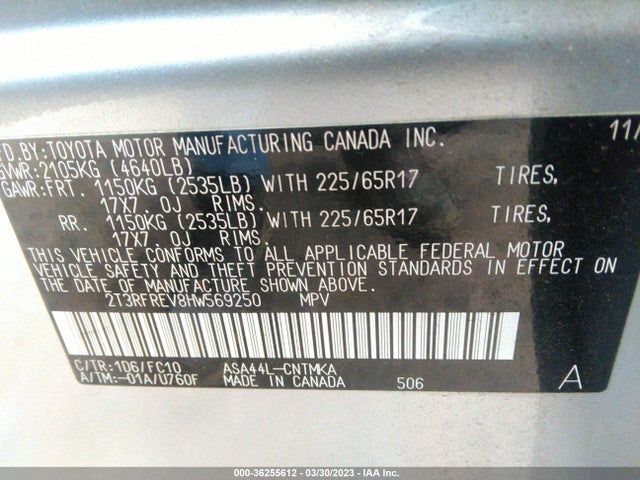 Toyota Rav4 Xle 2017 2T3RFREV8HW569250 Image 9