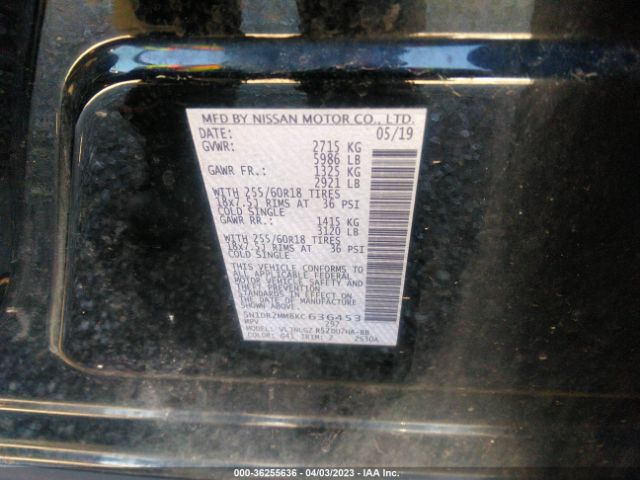 5N1DR2MM8KC636453 Nissan Pathfinder Sl
