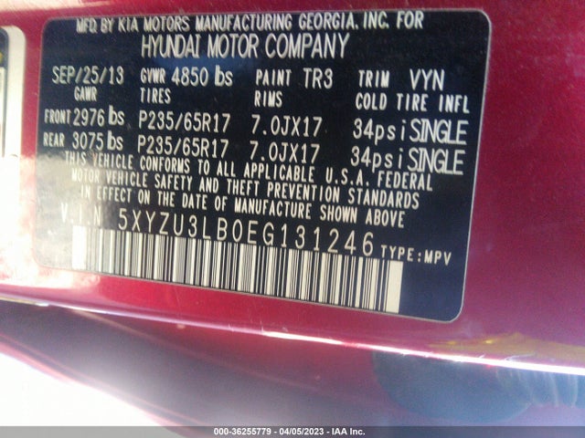 Продаж на аукціоні авто 2014 Hyundai Santa Fe Sport, vin: 5XYZU3LB0EG131246, номер лоту: 36255779
