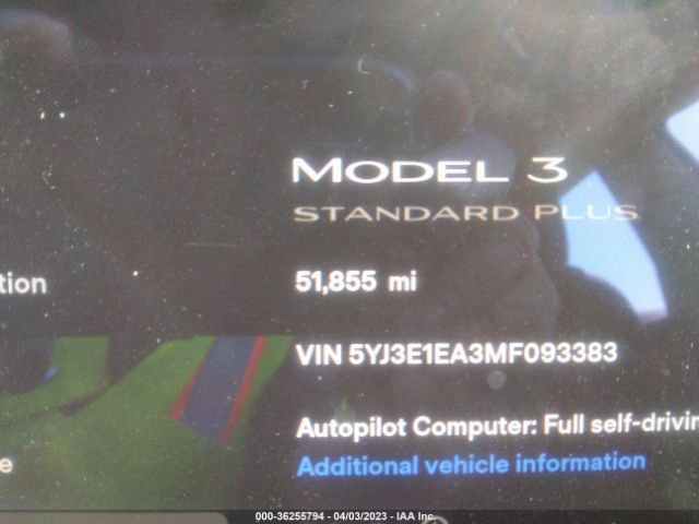 5YJ3E1EA3MF093383 Tesla Model 3 Standard Range Plus