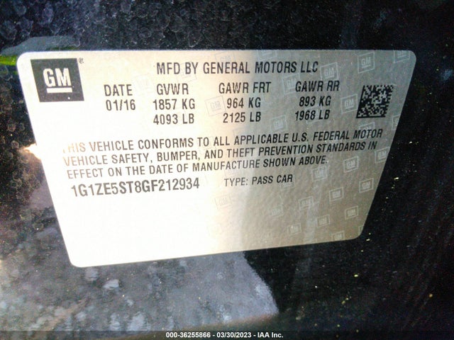 Chevrolet MALIBU LT 2016 1G1ZE5ST8GF212934 Image 11