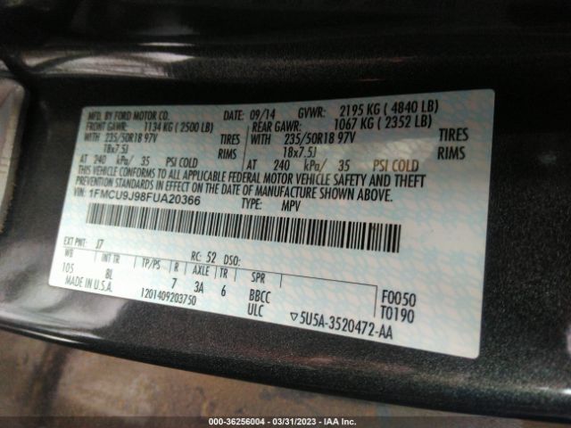 1FMCU9J98FUA20366 Ford Escape Titanium