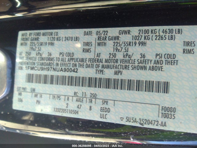 Ford ESCAPE SEL 2022 1FMCU9H97NUA90042 Image 9