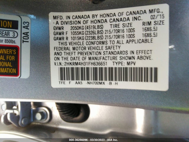 Honda CR-V LX 2015 2HKRM4H31FH636651 Image 9