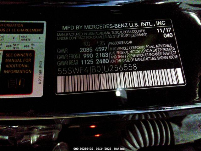 55SWF4JB0JU256558 Mercedes-Benz C-class C 300