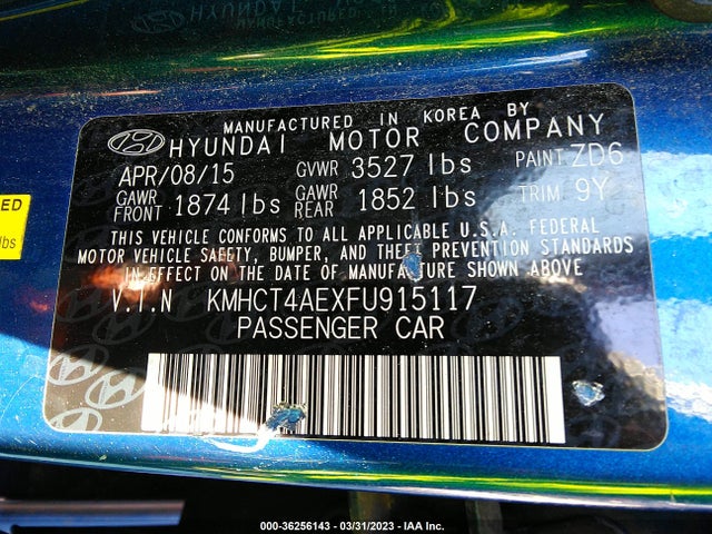Hyundai ACCENT GLS 2015 KMHCT4AEXFU915117 Image 10