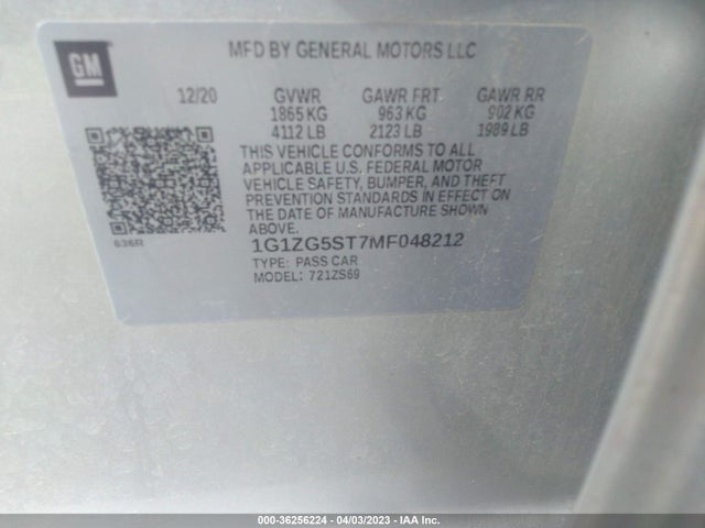 Chevrolet MALIBU RS 2021 1G1ZG5ST7MF048212 Image 9