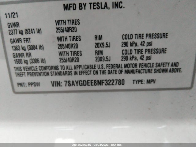 Tesla Model Y Long Range 2022 7SAYGDEE8NF322780 Image 9