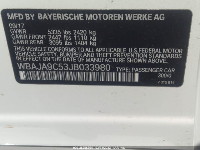 BMW 5 Series 530e Iperformance 2018 WBAJA9C53JB033980 Image 10