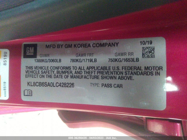 Chevrolet SPARK LS 2020 KL8CB6SA0LC428226 Image 9