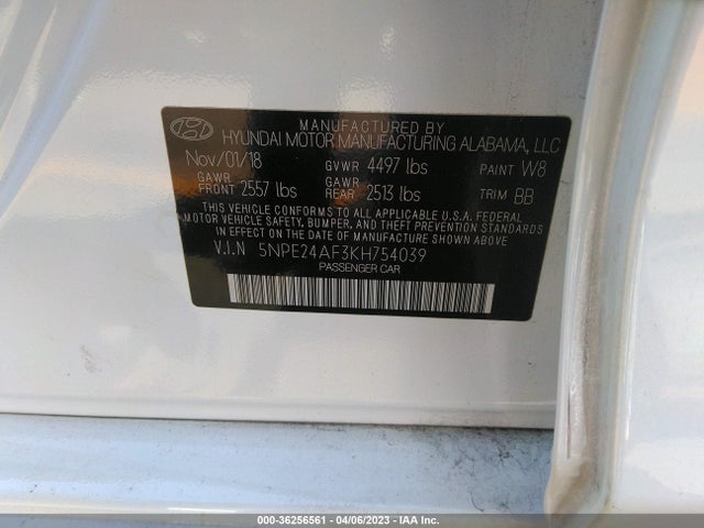 Hyundai SONATA SE 2019 5NPE24AF3KH754039 Image 10