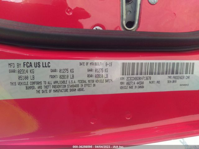 2C3CDXBG9KH713678 Dodge Charger Sxt