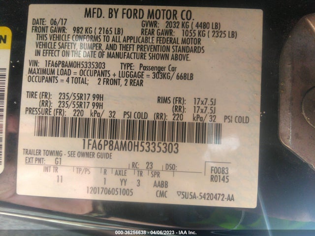 Ford Mustang V6 2017 1FA6P8AM0H5335303 Image 9