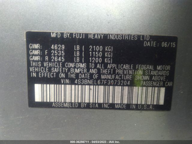 4S3BNEL67F3073204 Subaru Legacy 3.6r Limited