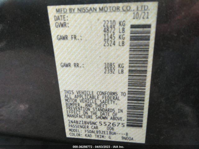 1N4BZ1BV6NC552675 Nissan Leaf S Plus