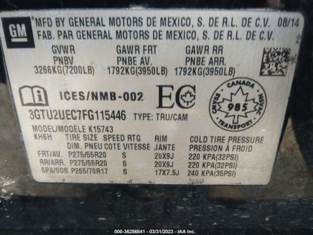 3GTU2UEC7FG115446 GMC Sierra 1500 Sle