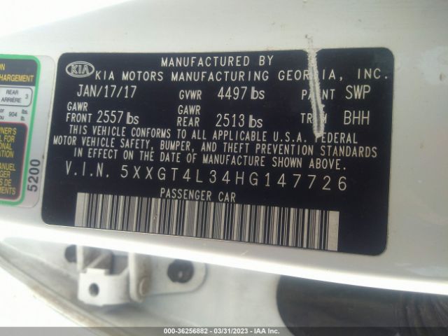 5XXGT4L34HG147726 KIA Optima Lx
