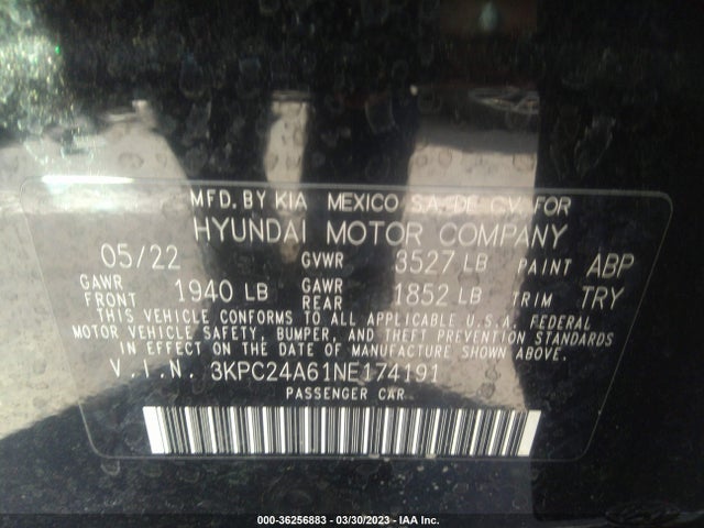 Hyundai ACCENT SE 2022 3KPC24A61NE174191 Image 11