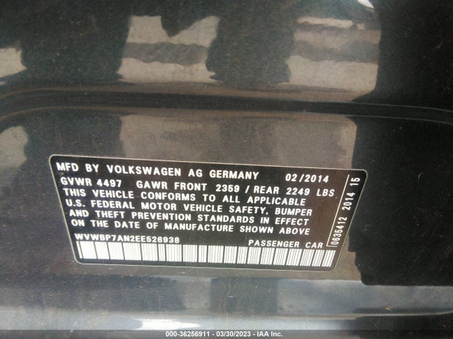 WVWBP7AN2EE526938 Volkswagen CC SPORT