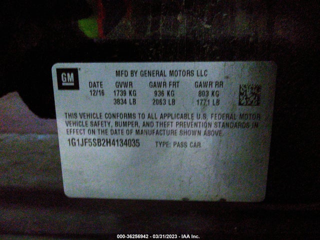 Chevrolet Sonic Premier 2017 1G1JF5SB2H4134035 Image 10