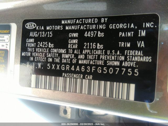 5XXGR4A63FG507755 KIA Optima Sxl Turbo
