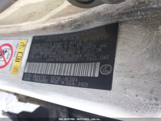 58ABZ1B10KU009551 Lexus Es Es 350