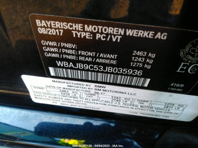 WBAJB9C53JB035936 BMW 5 Series M550i Xdrive