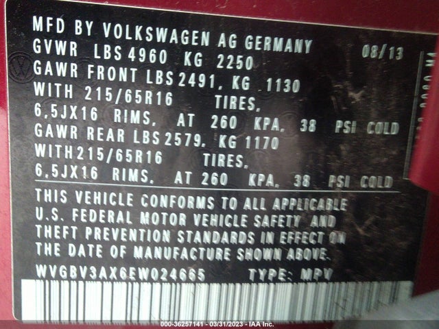 Volkswagen TIGUAN S 2014 WVGBV3AX6EW024665 Image 10