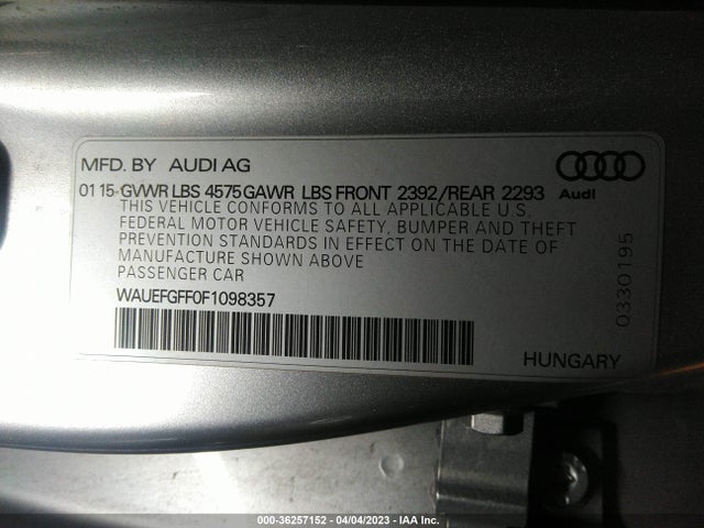 WAUEFGFF0F1098357 Audi A3 2.0t Premium Plus