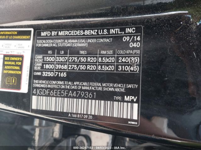4JGDF6EE5FA479361 Mercedes-Benz Gl-class Gl 450